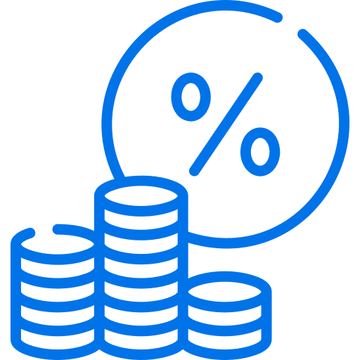Percentage symbol over coins